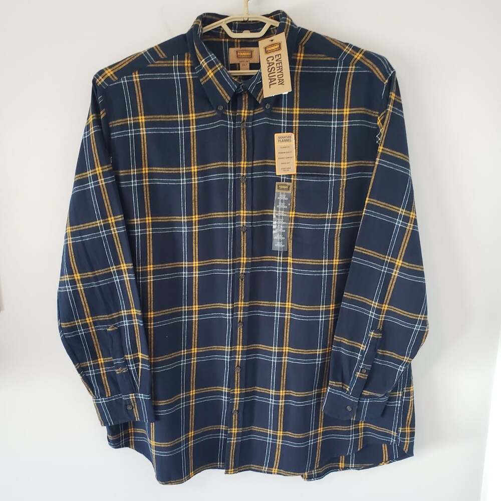 Foundry Big & Tall Mens 2XLT Plaid Flannel Shirt NWT